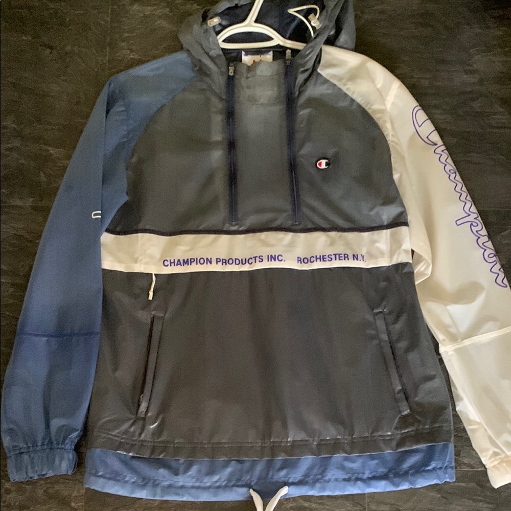 New Champion Navy and Gray Pullover Windbreaker